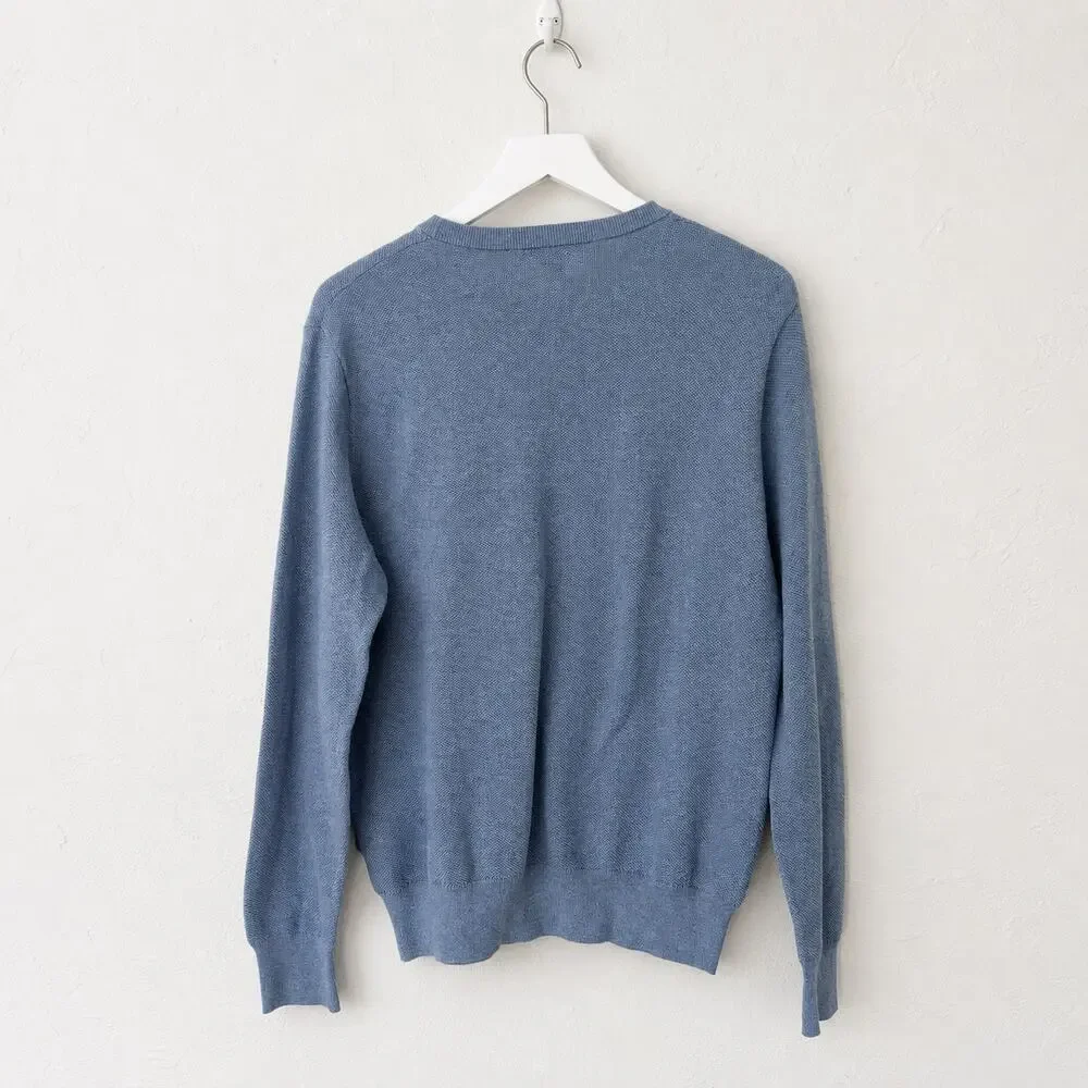 J.Crew Knit Blue Cotton Piqué Stitch Crewneck Sweater Men’s Medium